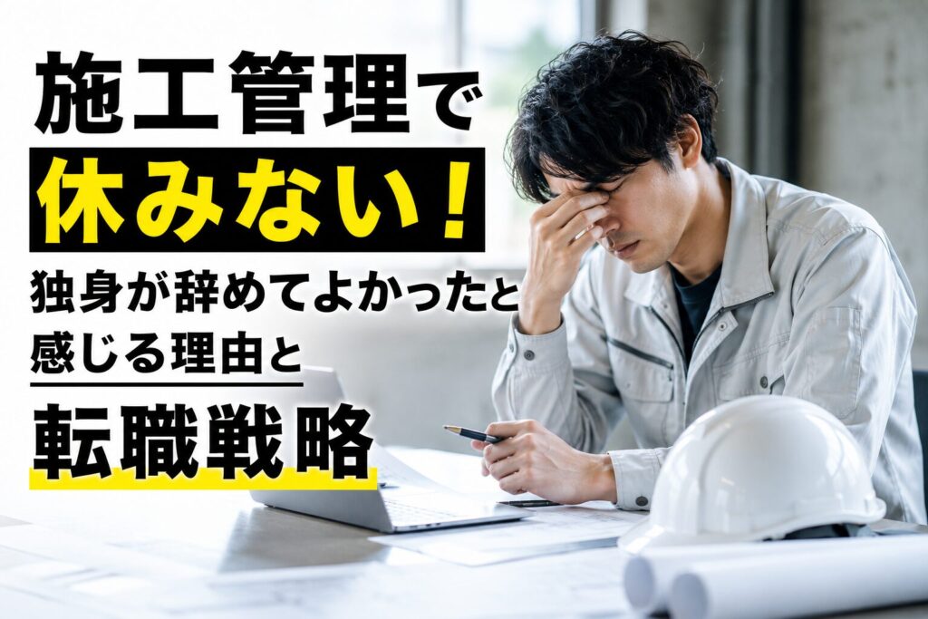 施工管理で休みない！独身が辞めてよかったと感じる理由