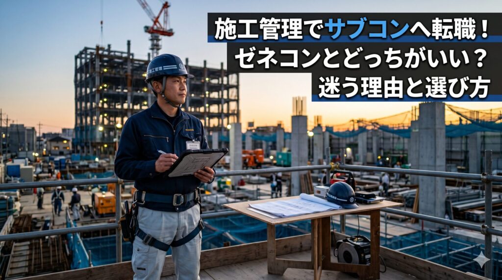 施工管理でサブコンへ転職！ゼネコンとどっちがいい？