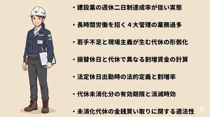 施工管理で休日出勤が多く代休が取れない構造的要因